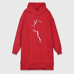 Женская толстовка-платье Черный кот силуэт