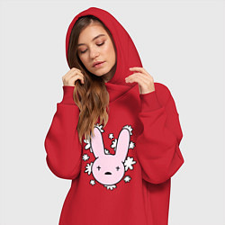 Женское худи-платье Bad Bunny Floral Bunny, цвет: красный — фото 2