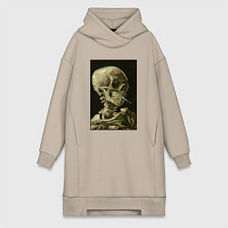 Женская толстовка-платье Череп с горящей сигаретой Ван Гог