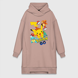 Женское худи-платье ПОКЕМОНЫ POKEMON, цвет: пыльно-розовый