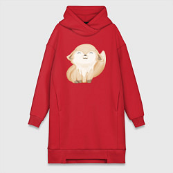 Женское худи-платье Милый Лисёнок Нежиться, цвет: красный