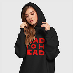Женское худи-платье Radiohead большое красное лого, цвет: черный — фото 2