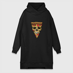 Женское худи-платье Pizza - Skull, цвет: черный