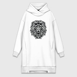 Женское худи-платье Лев в стиле Мандала Mandala Lion, цвет: белый