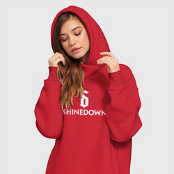 Женское худи-платье Shinedown логотип с эмблемой, цвет: красный — фото 2
