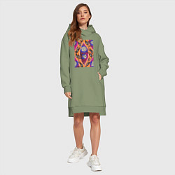 Женское худи-платье Samarkande Flower Pochoir Pattern Цветочный орнаме, цвет: авокадо — фото 2