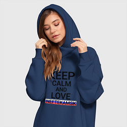 Женское худи-платье Keep calm Neftekamsk Нефтекамск, цвет: тёмно-синий — фото 2