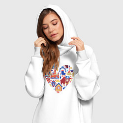 Женское худи-платье Сердце Россия, цвет: белый — фото 2