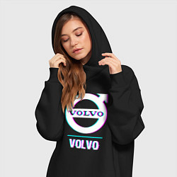 Женское худи-платье Значок Volvo в стиле Glitch, цвет: черный — фото 2