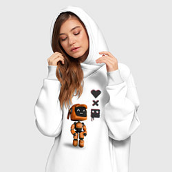 Женское худи-платье Оранжевый робот с логотипом LDR, цвет: белый — фото 2