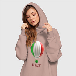Женское худи-платье 3d aerostat Italy flag, цвет: пыльно-розовый — фото 2