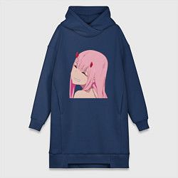 Женское худи-платье Zero Two крупный план, цвет: тёмно-синий