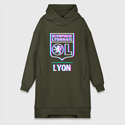 Женское худи-платье Lyon FC в стиле Glitch, цвет: хаки