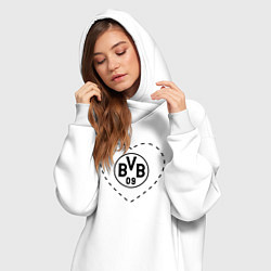 Женское худи-платье Лого Borussia в сердечке, цвет: белый — фото 2