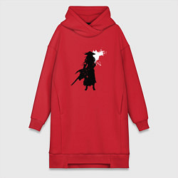 Женская толстовка-платье Самурай и белая луна