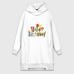 Женское худи-платье Happy birthday greetings, цвет: белый