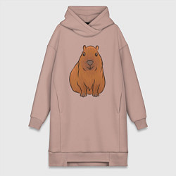 Женская толстовка-платье Капибара сидит и радуется