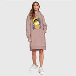 Женское худи-платье Мозг Гомера Симпсона - постер, цвет: пыльно-розовый — фото 2