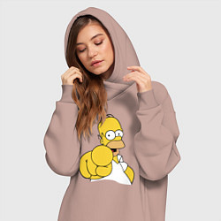 Женское худи-платье Гомер Симпсон указывает пальцем, цвет: пыльно-розовый — фото 2