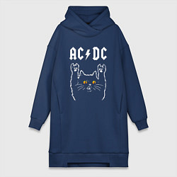 Женская толстовка-платье AC DC rock cat