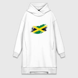 Женское худи-платье Jamaica Flag, цвет: белый