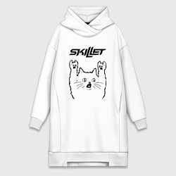 Женское худи-платье Skillet - rock cat, цвет: белый