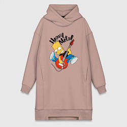 Женская толстовка-платье Барт Симпсон - гитарист - heavy metal
