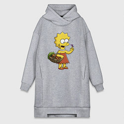 Женская толстовка-платье Lisa Simpson с гусеницей на даче