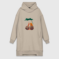 Женская толстовка-платье Пара улиток под листом