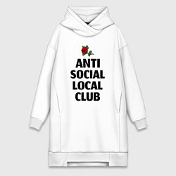 Женское худи-платье Anti social local club, цвет: белый