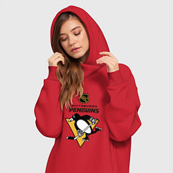Женское худи-платье Питтсбург Пингвинз НХЛ логотип, цвет: красный — фото 2