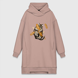 Женская толстовка-платье Котик и батон