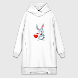 Женское худи-платье Влюблённый кролик, цвет: белый