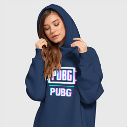 Женское худи-платье PUBG в стиле glitch и баги графики, цвет: тёмно-синий — фото 2