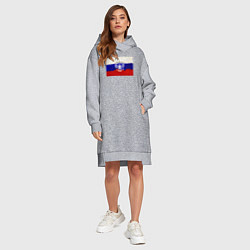 Женское худи-платье Флаг России - акварель, цвет: меланж — фото 2