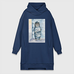 Женская толстовка-платье Акварельный рисунок плохой кот