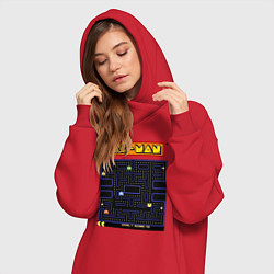 Женское худи-платье Pac-Man на ZX-Spectrum, цвет: красный — фото 2