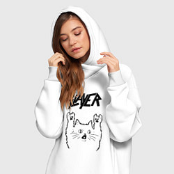 Женское худи-платье Slayer - rock cat, цвет: белый — фото 2
