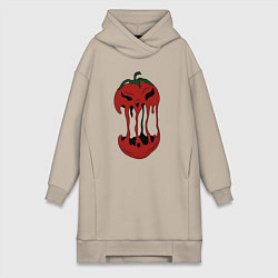 Женское худи-платье Агрессивный красный помидор, цвет: миндальный