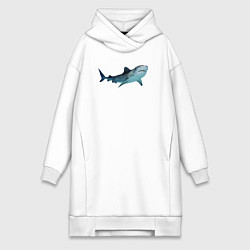 Женское худи-платье Realistic shark, цвет: белый