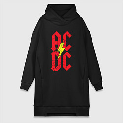 Женское худи-платье AC DC logo, цвет: черный