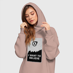 Женское худи-платье Хочу верить в HL3, цвет: пыльно-розовый — фото 2