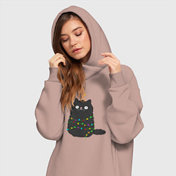 Женское худи-платье Котик притворился ёлочкой, цвет: пыльно-розовый — фото 2