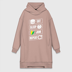 Женское худи-платье Eat sleep JDM repeat, цвет: пыльно-розовый