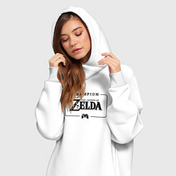 Женское худи-платье Zelda gaming champion: рамка с лого и джойстиком, цвет: белый — фото 2