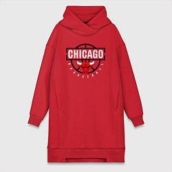 Женское худи-платье Чикаго баскетбол, цвет: красный