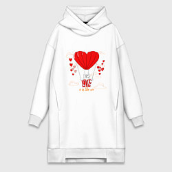 Женское худи-платье Love is in the air hearts, цвет: белый