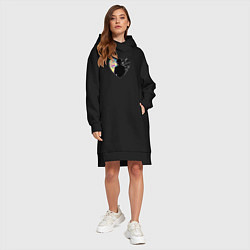 Женское худи-платье Силуэт Уэнсдэй, цвет: черный — фото 2