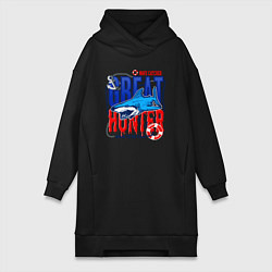 Женская толстовка-платье Акула великий охотник