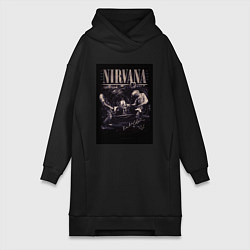 Женское худи-платье Nirvana live, цвет: черный
